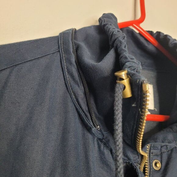 LOFT dark blue zip front front pockets linen blend barn chore coat size large - Picture 8 of 8